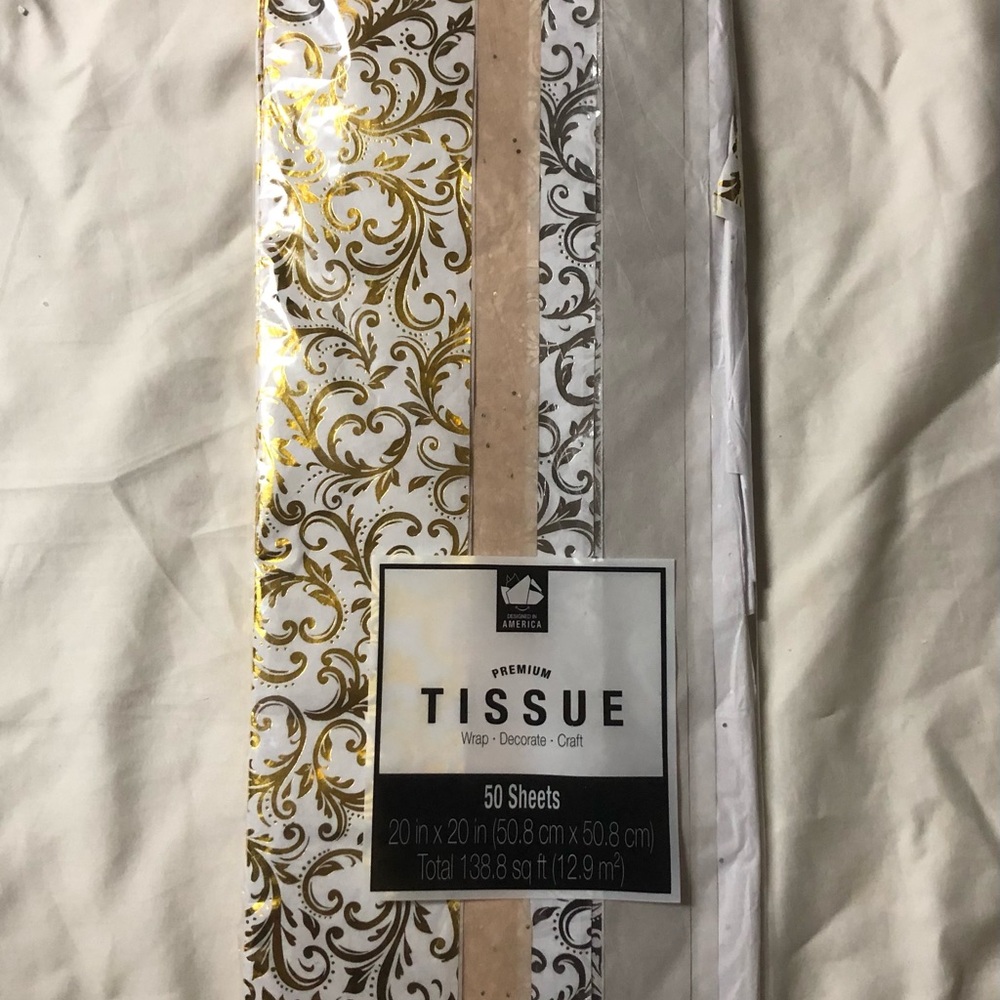 Premium Gold and White Tissue Paper by